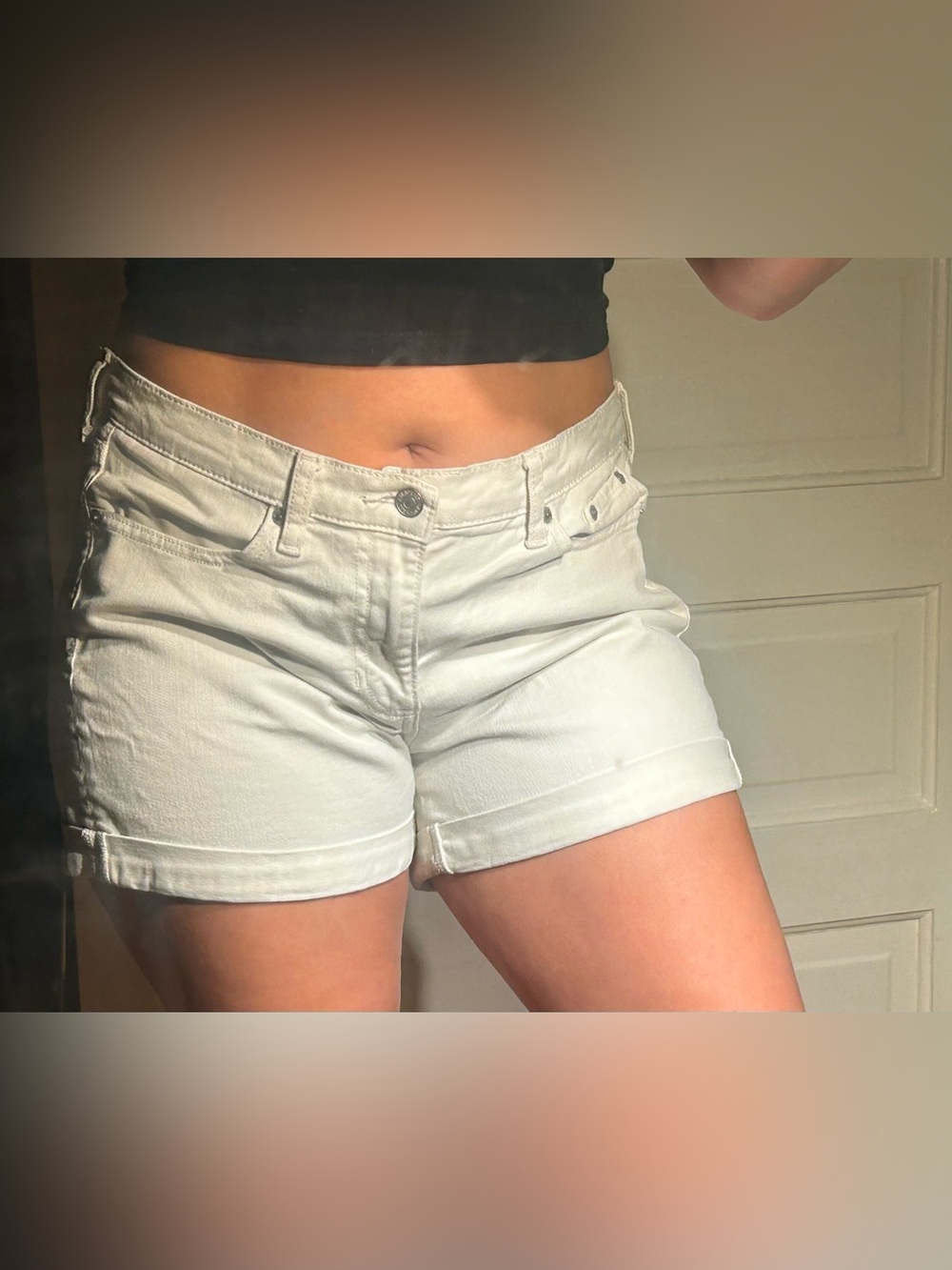 Banana Republic Light Cream Denim Cuffed Shorts